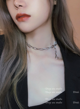潜入深海定制日韩钛钢女短款项链