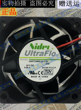 NIDEC U60T24MS3A7-51/53J564 24V散热0.09A风扇6025 U60T24MS3A7