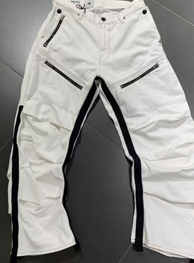 G-STAR专柜正品男白色百搭休闲3D剪裁宽松款颓废质感牛仔裤26121