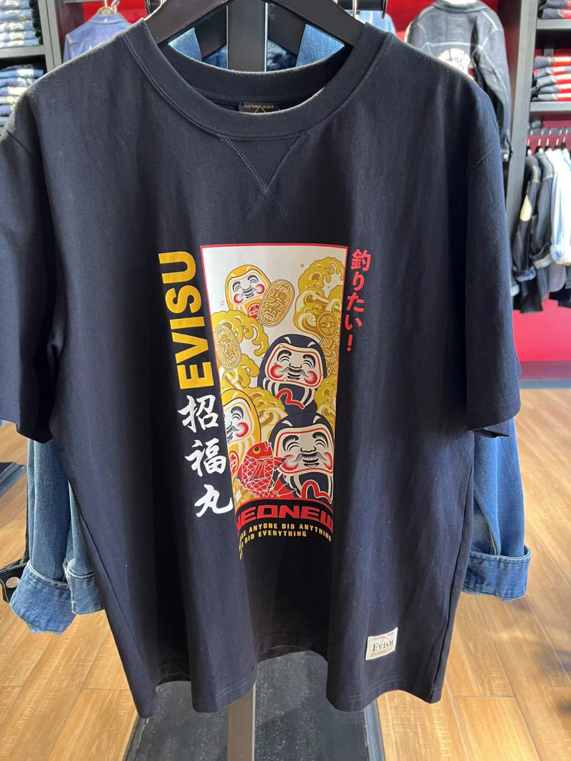 evisu专柜正品福神22春夏新款印花宽松男短袖t恤 2eshtm1ts624xx