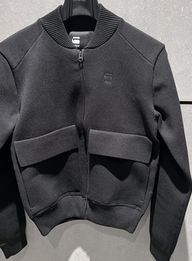 G-STAR专柜正品男开衫黑色质感型男大口袋针织毛衣硬挺外套24459