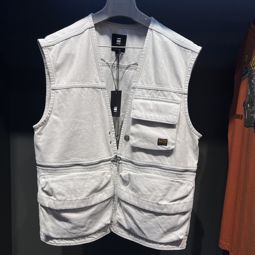 G-STAR专柜正品男外套立领灰色质感有型帅马夹马甲D26300