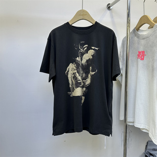 25SS夏季新品 OFF水洗黑希腊油画永恩印花短袖 OW宽松百搭T恤衫潮