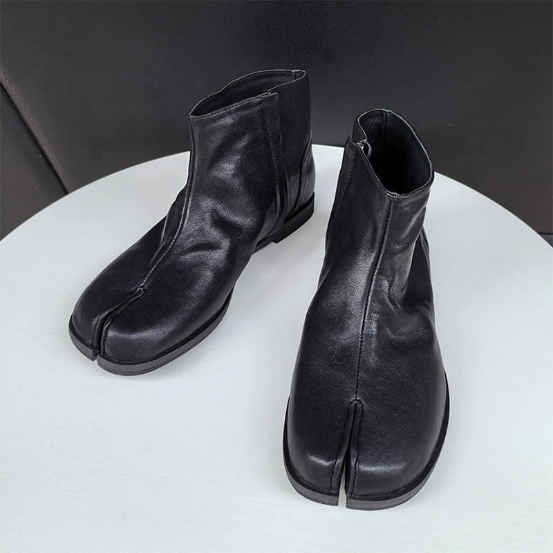 2025秋冬水洗马皮tabi分趾鞋女侧拉链分趾靴低跟真皮短靴男女同款,女鞋,时装靴,淘宝优惠券,粉丝福利购,淘宝优惠卷