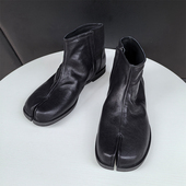 2025秋冬水洗马皮tabi分趾鞋 女侧拉链分趾靴低跟真皮短靴男女同款