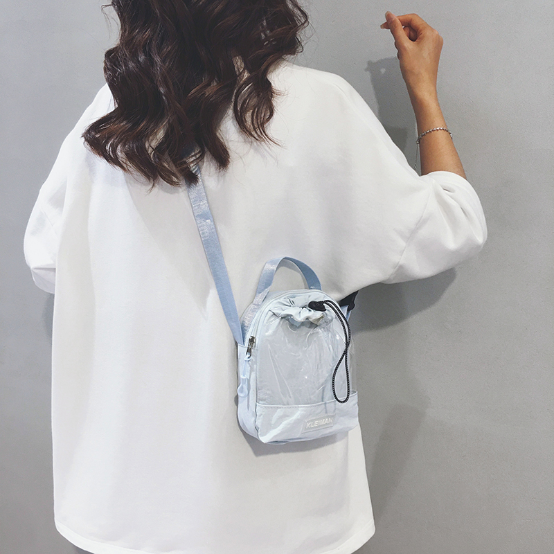 玲澜四色帆布透明手机斜挎水壶包