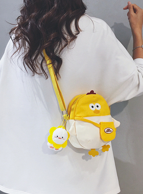 可爱迷你帆布包包女2025秋季新款休闲小众手机包儿童卡通斜挎小包