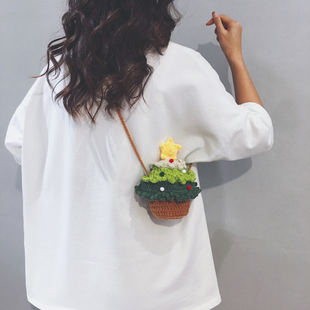 毛线针织圣诞树玩偶包女生2026新款儿童新年生日礼物可爱斜挎小包