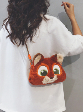疯狂动物城朱迪尼克玩偶毛绒包女2025冬新款儿童可爱卡通斜挎小包