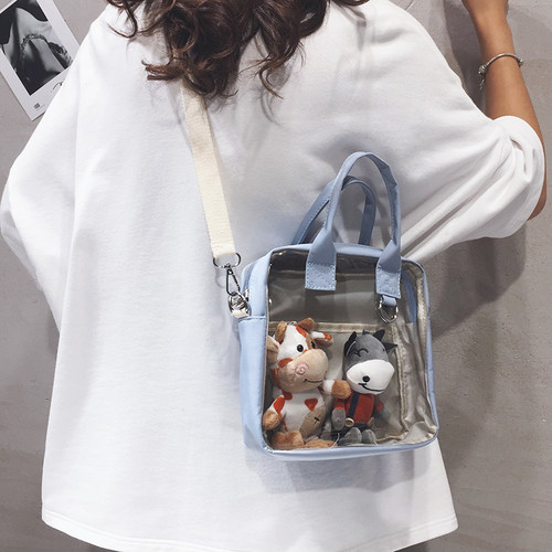 透明帆布包包女ins网红痛包