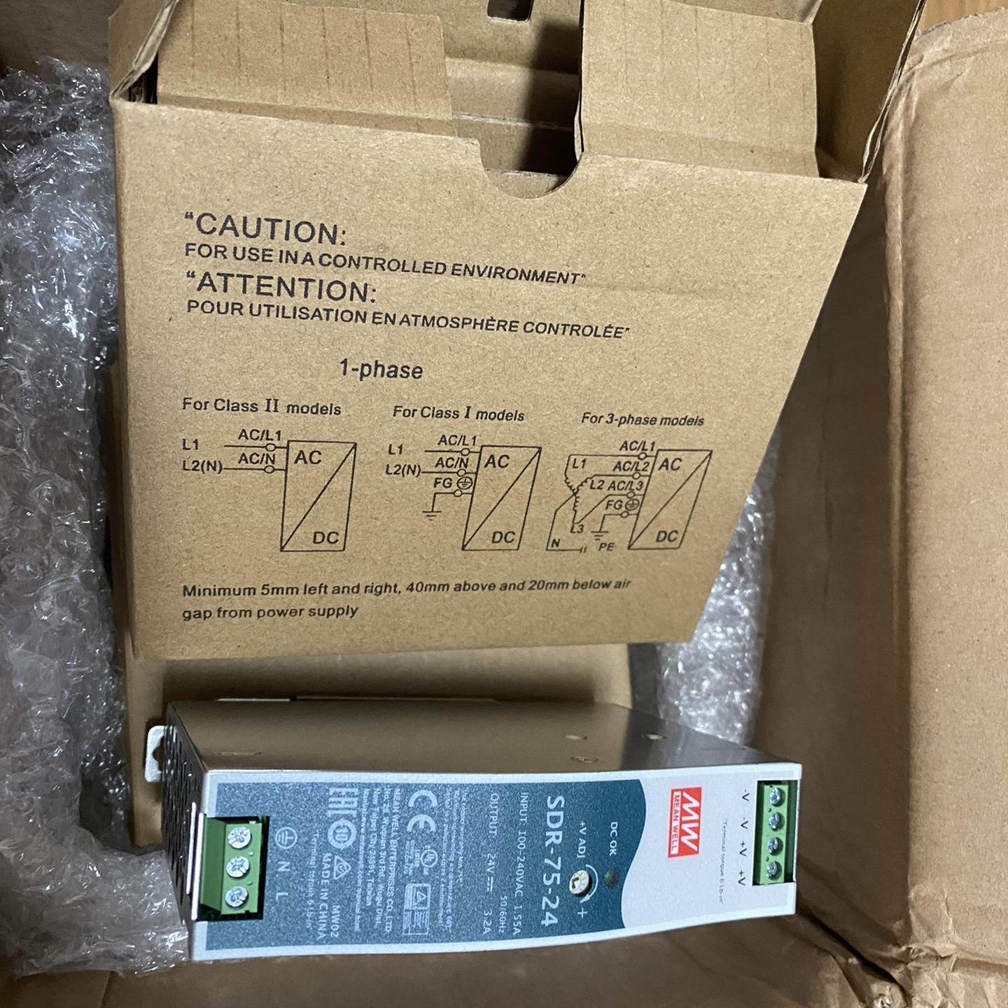 75W台湾明纬SDR-75-24导轨式开关电源24V3.2A