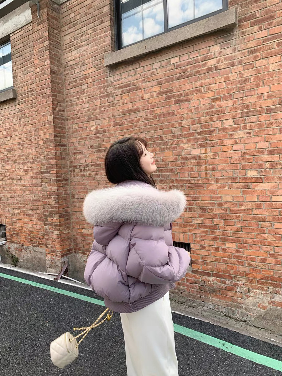 雪顶泡芙~狐狸大毛领 90白鸭羽绒服