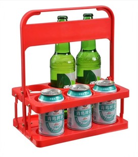 可折叠啤酒手提篮 KTV酒吧塑料啤酒提 不锈钢一打6瓶装 红酒提框