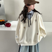 女童假两件卫衣春装 中大童儿童春秋洋气学院风上衣初中生 2026新款