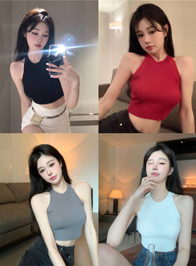 150矮个子针织挂脖背心吊带xs甜辣外穿短款打底衫小衫145小码xxs