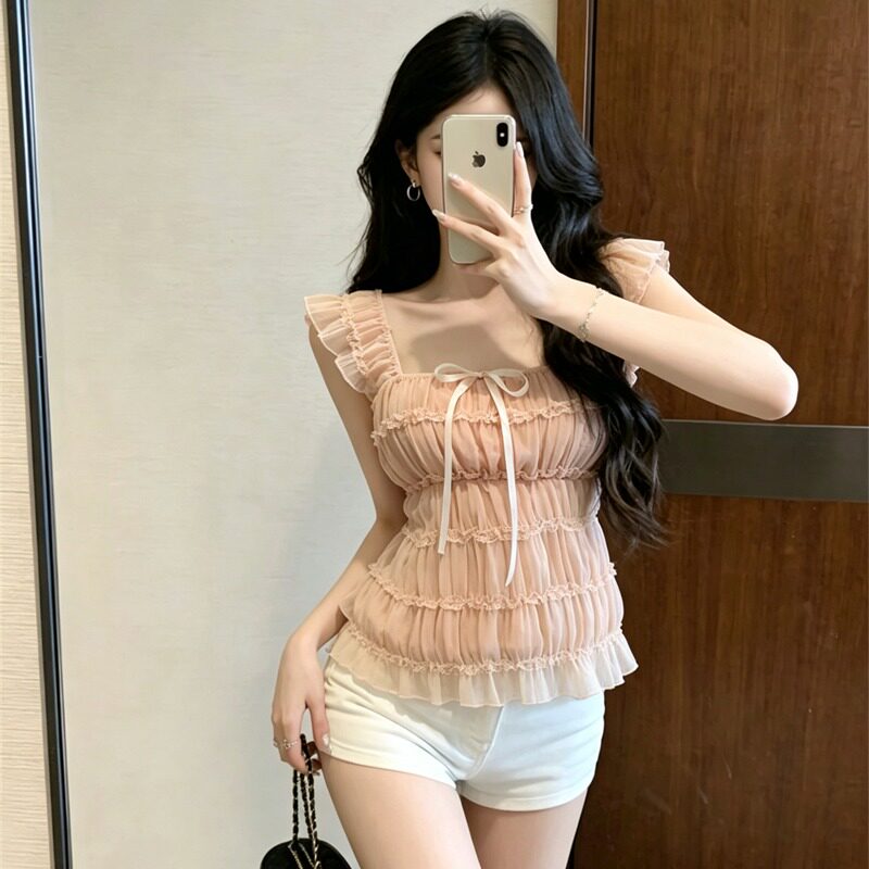 150cm矮小个子韩版修身甜美减龄显瘦百搭小飞袖套头小衫小码xxs
