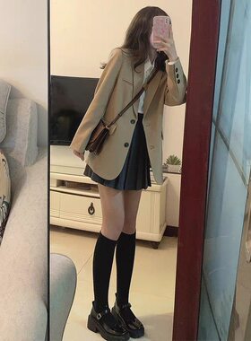 夏季小个子150cm咖色西装外套xxs码春秋装宽松显瘦休闲西服xs小码