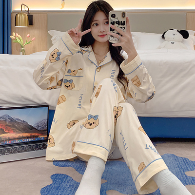 150cm小矮个子睡衣女小款全棉春秋季纯棉长袖家居服套装可外穿xxs