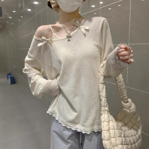 150-155小矮个子薄款防晒长袖t恤小款可斜肩蝴蝶结防晒罩衫xxs码