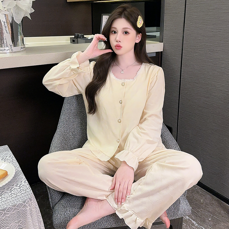 145-150cm纯棉睡衣春秋款长袖可外穿小个子女生甜美家居服xxs码