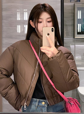 棉衣女短款2025冬季新款150cm小个子韩版立领羽绒棉服女棉袄xxs码