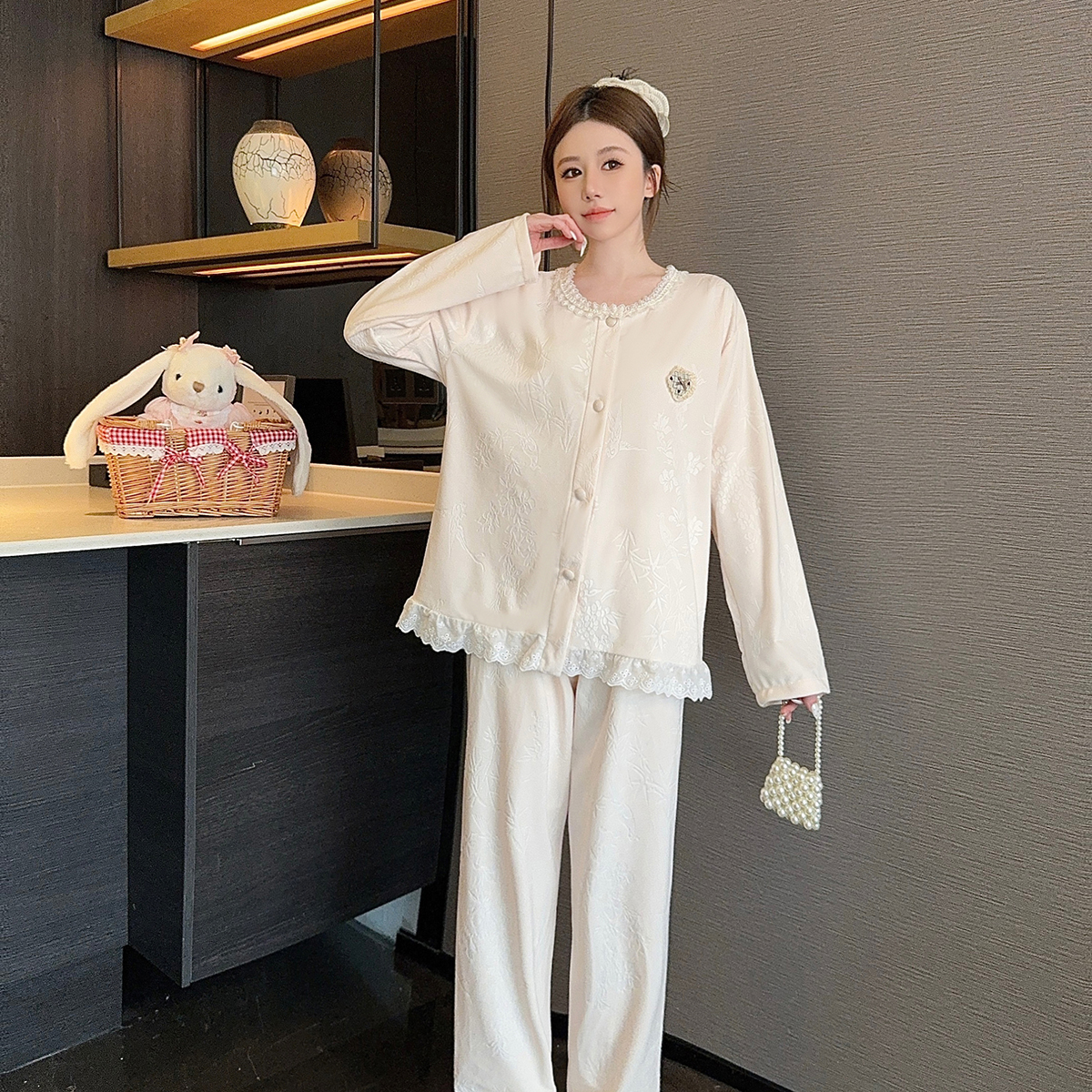 秋冬150cm小矮个子女生睡衣女xs码海岛绒时尚休闲家居服套装xxs码