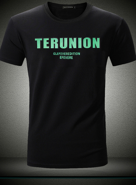 欧洲站字母印花压印短袖t恤男装 潮流休闲圆领半袖上衣服修身体恤