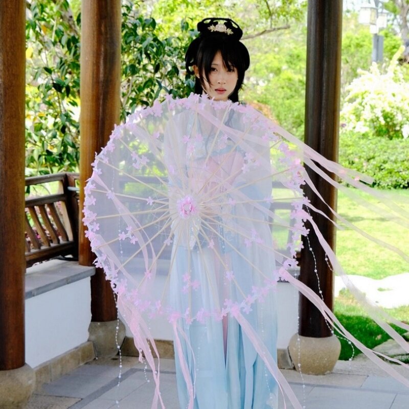 古风花瓣汉服旗袍道具流苏伞