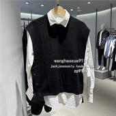 潮流落肩宽松针织马甲衬衫 思莱德SELECTED秋季 男士 两件套秋冬上衣