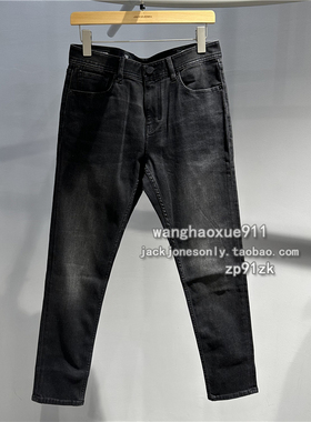 杰克琼斯901RON修身小脚四季款男士潮流弹力休闲显瘦黑色牛仔裤子