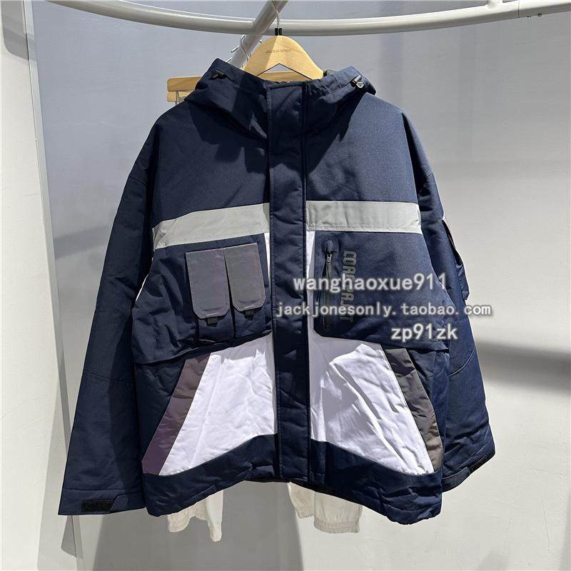 休闲中款羽绒服杰克琼斯反光连帽