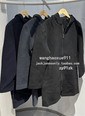 思莱德SELECTED秋冬季羊毛混纺连帽商务休闲气质男士毛呢大衣外套