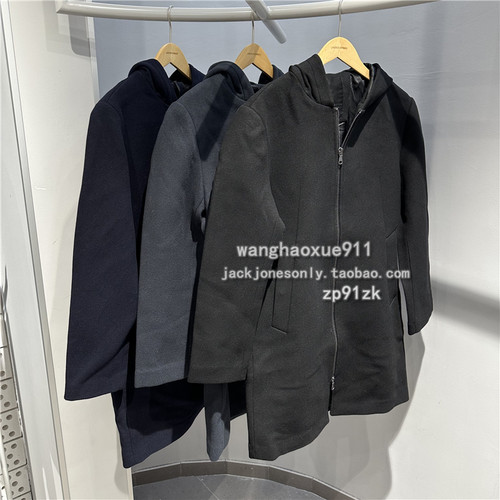 思莱德中长款羊毛混纺冬季连帽