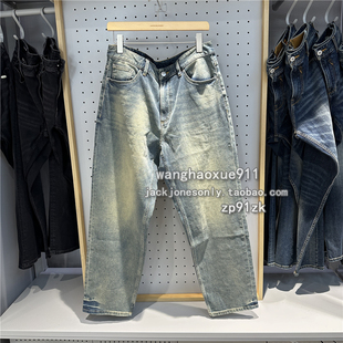 杰克琼斯JackJones春秋季男士潮流复古做旧休闲907阔形腿牛仔裤