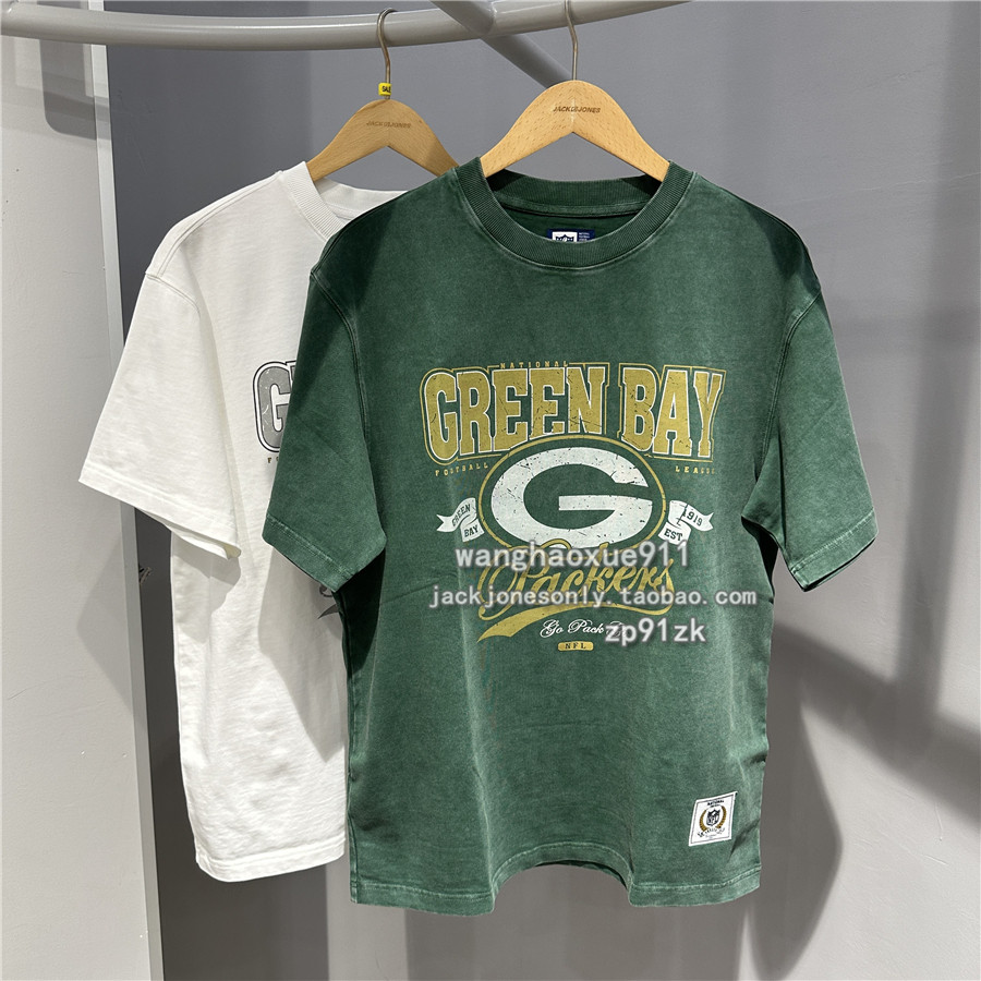 SEASON HIGH夏季男士NFL联名重磅纯棉水洗印花休闲圆领短袖T恤衫