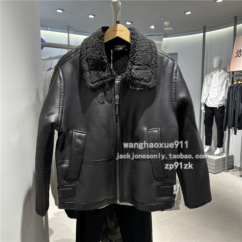 杰克琼斯复古冬季羊羔毛棉服翻领