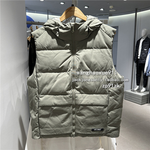 杰克琼斯JackJones冬季 潮流行日常通勤休闲羽绒连帽马甲坎肩 男士