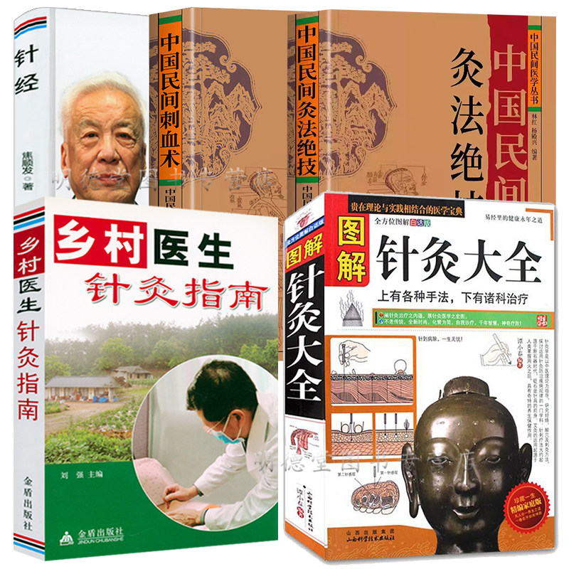图解针灸大全针经乡村医生针灸指南中国民间灸法绝技民间刺血术中医经络穴位正版书针炙学全书入门刺血疗法全一针疗法中医灸疗书籍