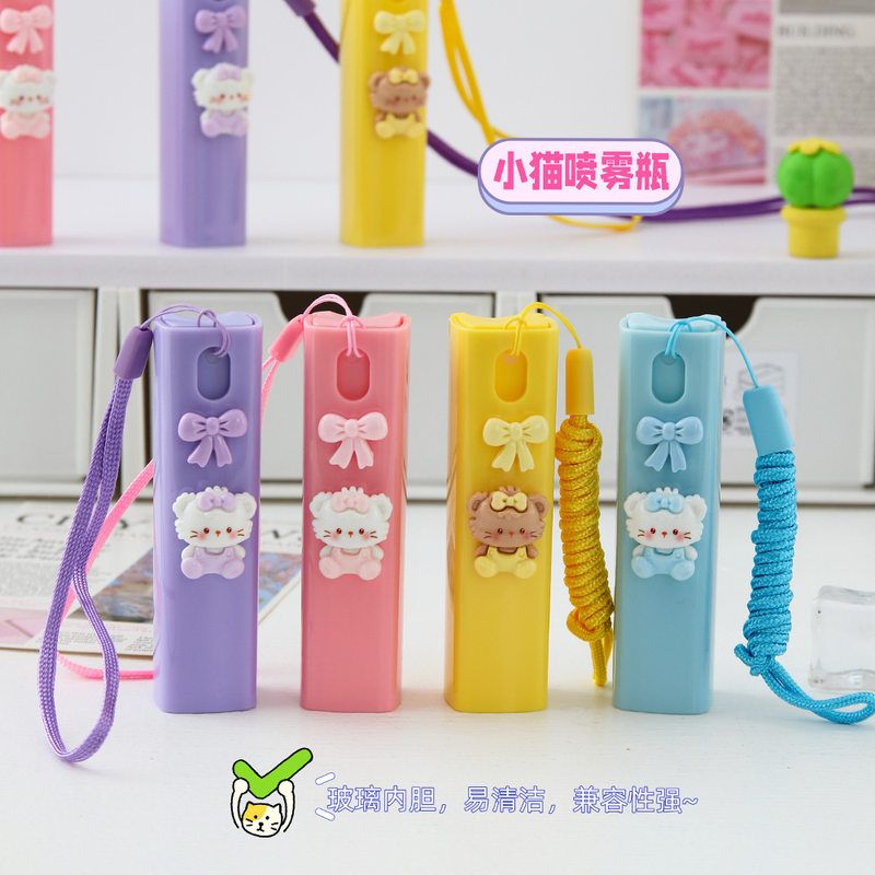 卡通可爱小猫咪蝴蝶结喷雾瓶学生户外化妆水分装瓶香水酒精小喷瓶