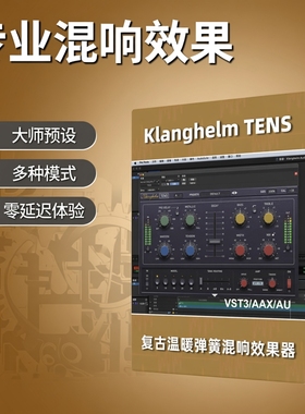 正版Klanghelm TENS弹簧混响插件母带混音效果器乐器通用WIN/MAC