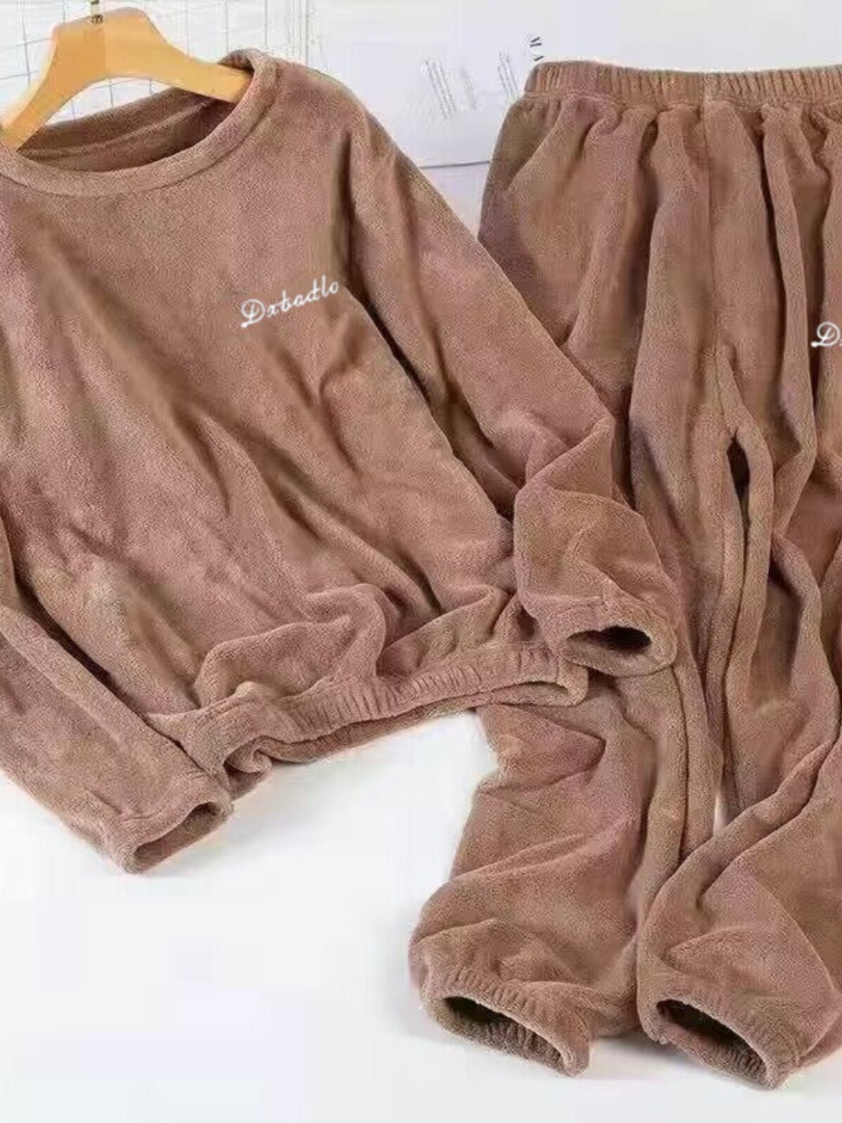 SINGLE|SET CORAL VELVET MEN AND WOMEN WINTER WARM FLEECE THICKENED LOOSE LOUNGEWEAR PAJAMAS SPORTSWEAR TO WEAR