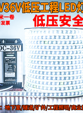 24Vled灯带100米36V地下室隧道照明户外工程防水超亮低压白光灯条