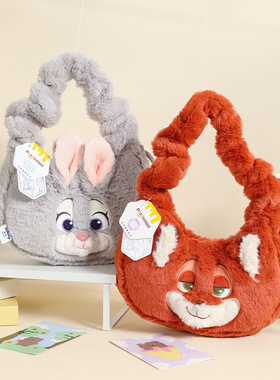 迪士尼正品疯狂动物城朱迪尼克毛绒玩偶单肩手提包玩偶单肩包女