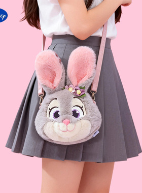 迪士尼正版疯狂动物城兔子朱迪尼克毛绒包包玩偶双肩包斜跨公仔包