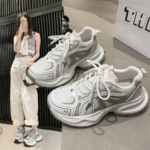 真皮厚底老爹鞋女2026春季新款