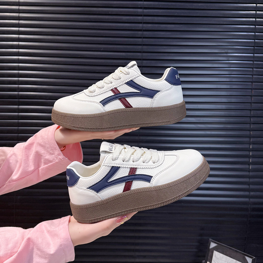 厚底德训鞋女2026年春季新款休闲百搭复古小白鞋增高透气运动板鞋,女鞋,时尚休闲鞋,淘宝优惠券,粉丝福利购,淘宝优惠卷