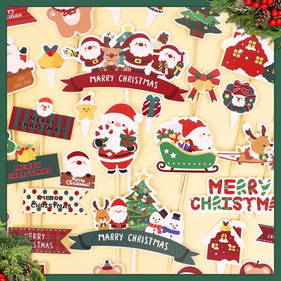 新款圣诞节装饰 蛋糕甜品台圣诞节场景布置 节日祝福蛋糕装饰