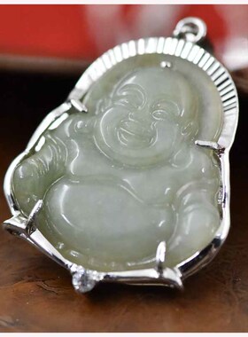 吊坠银包玉石玉佛项坠银项链