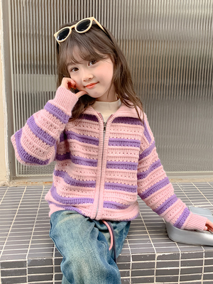 女童春秋款拉链衫外套柔软亲肤