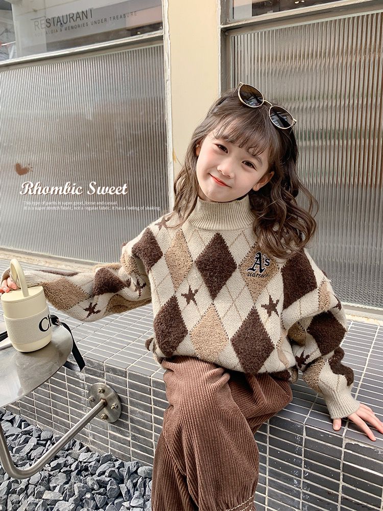 女童套头加厚秋冬季打底毛衣